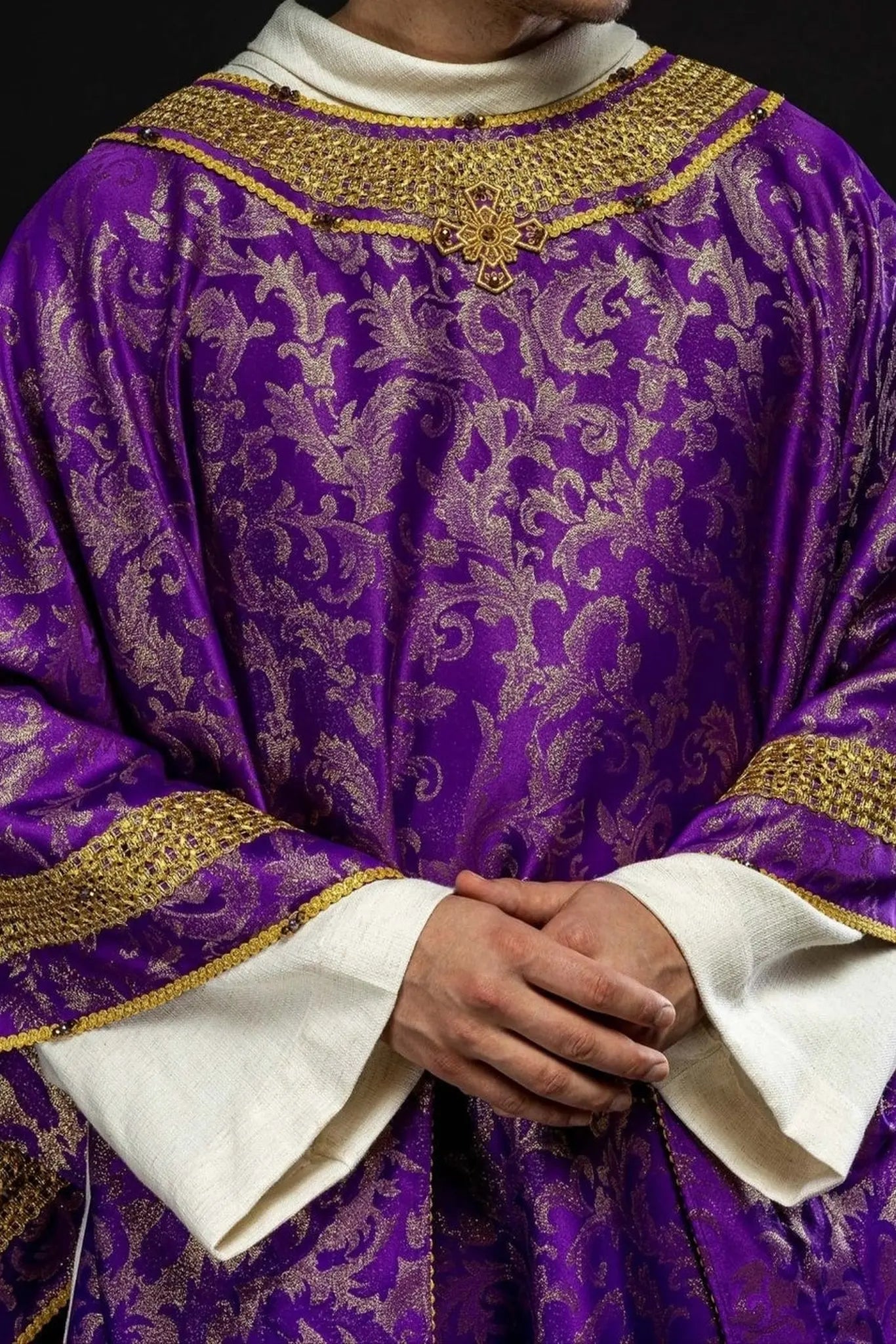 Handcrafted Violet Chasuble with Natural Stones – Handmade Collection 7010