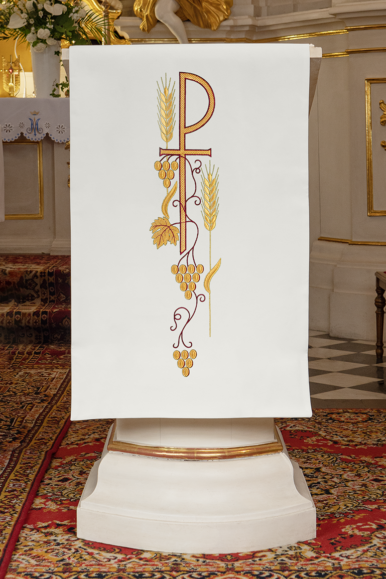 Vestment for lectorium with embroidered PAX symbol