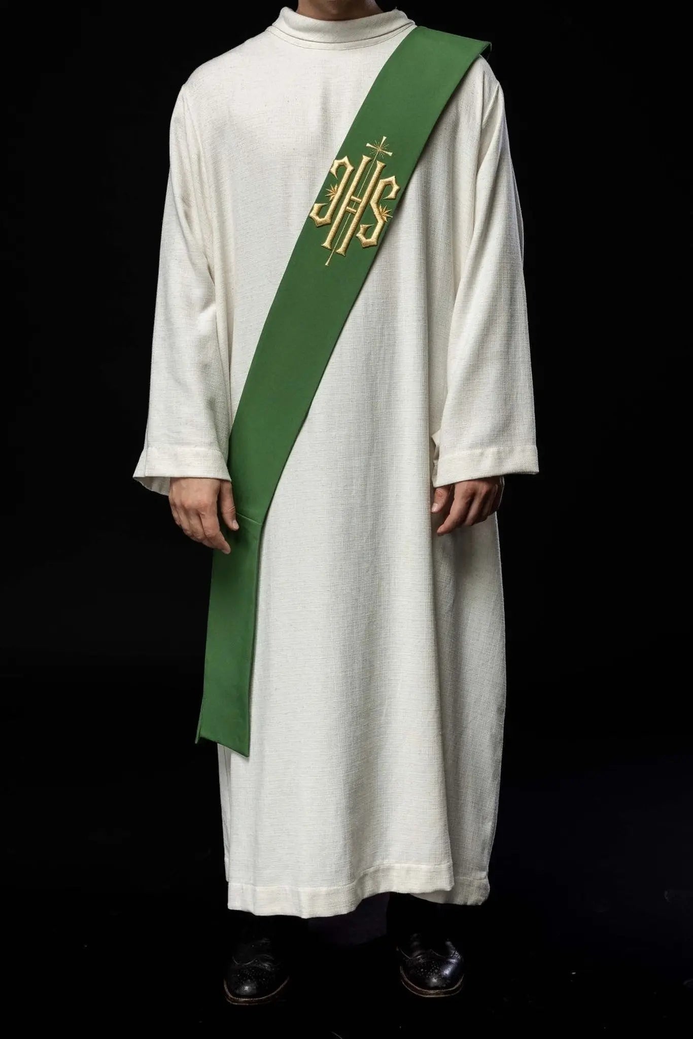 Diaconate stole embroidered IHS with Cross