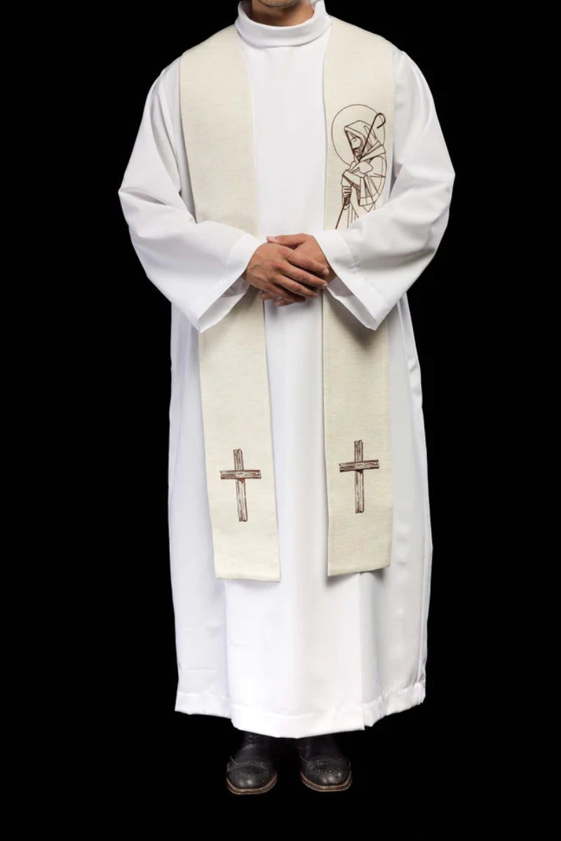 Embroidered stole "Jesus the Good Shepherd" in ecru