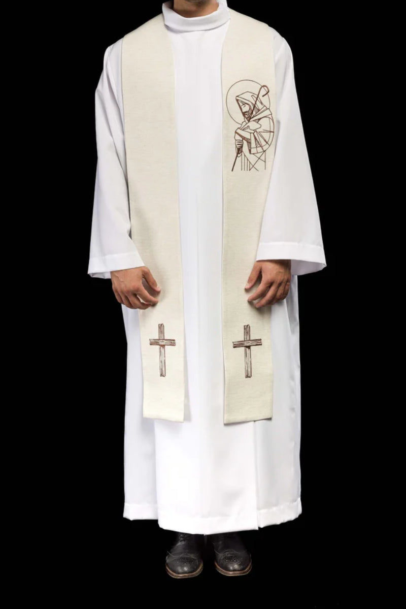 Estola bordada "Jesus, o Bom Pastor" em cru
