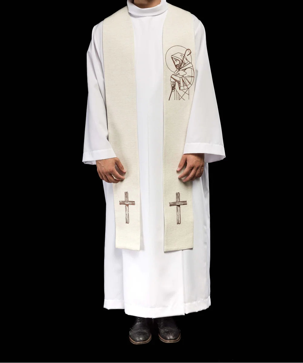 Estola bordada "Jesus o Bom Pastor" em cru