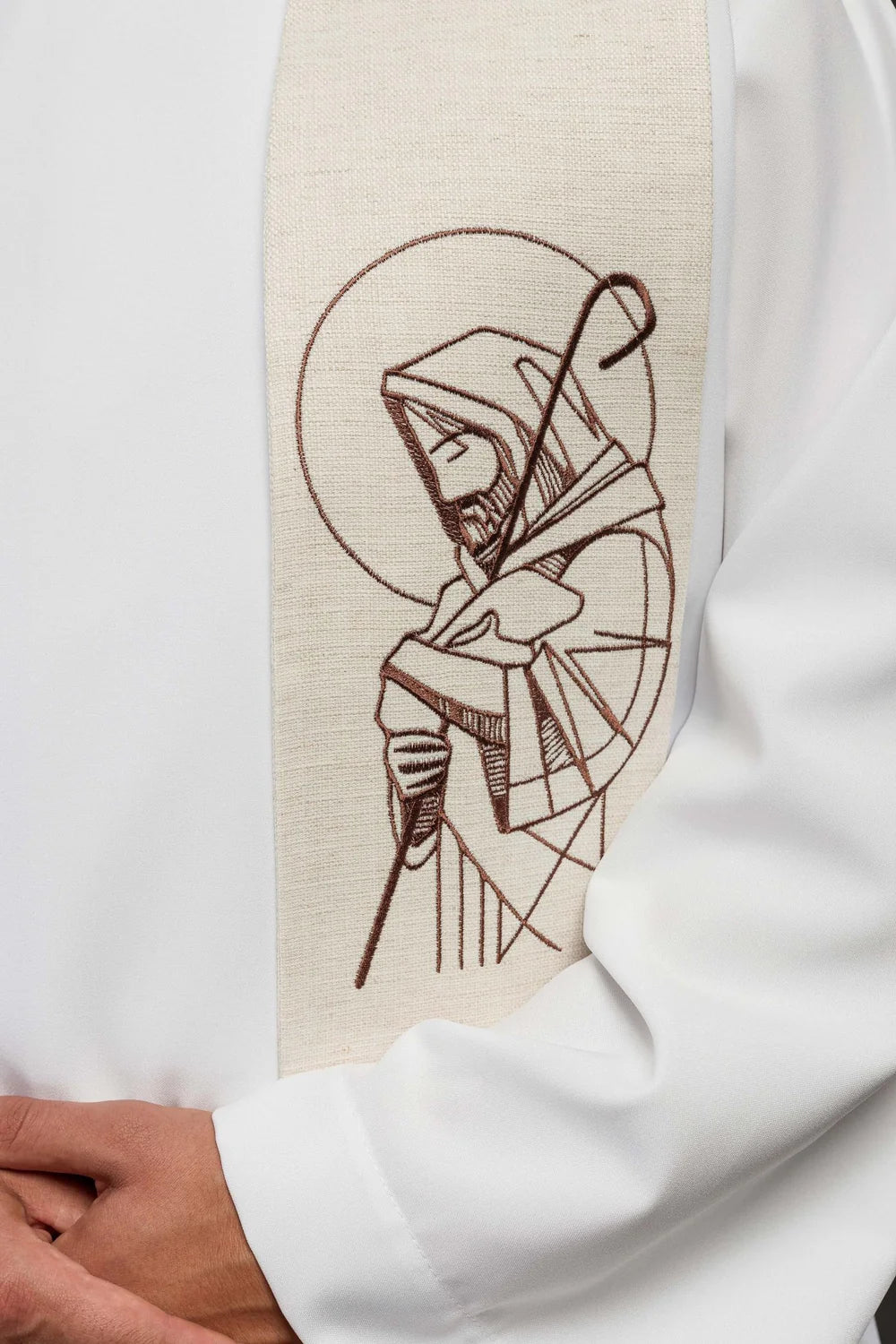 Estola bordada "Jesus o Bom Pastor" em cru