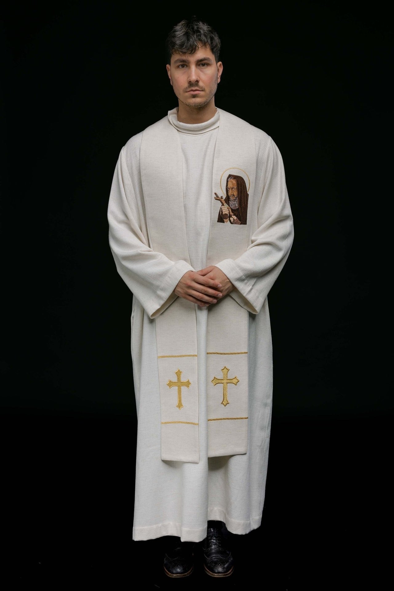 Stuła haftowana z wizerunkiem Ojca Pio