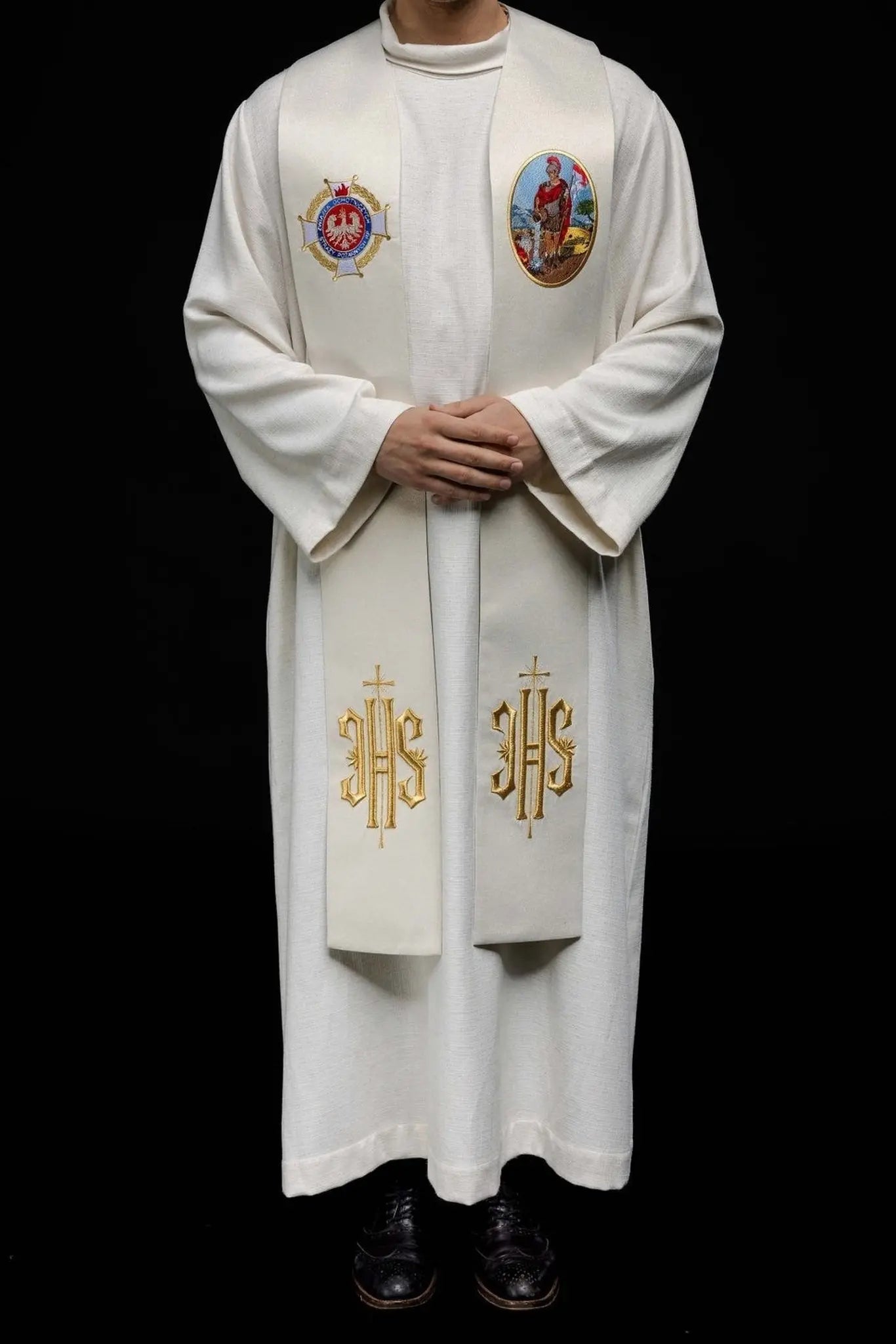 Embroidered Stole Featuring the Image of Saint Florian