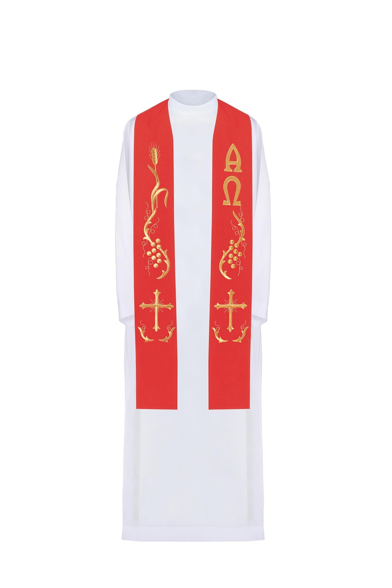 Embroidered red priest's stole Red