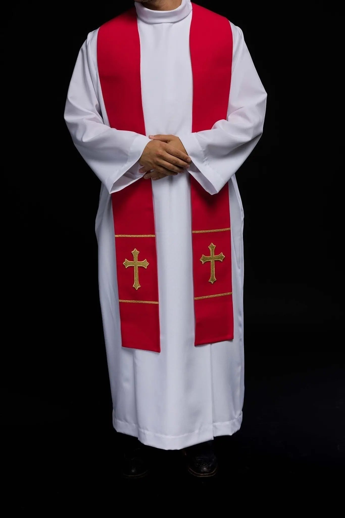 Priest's stole red embroidered Cross