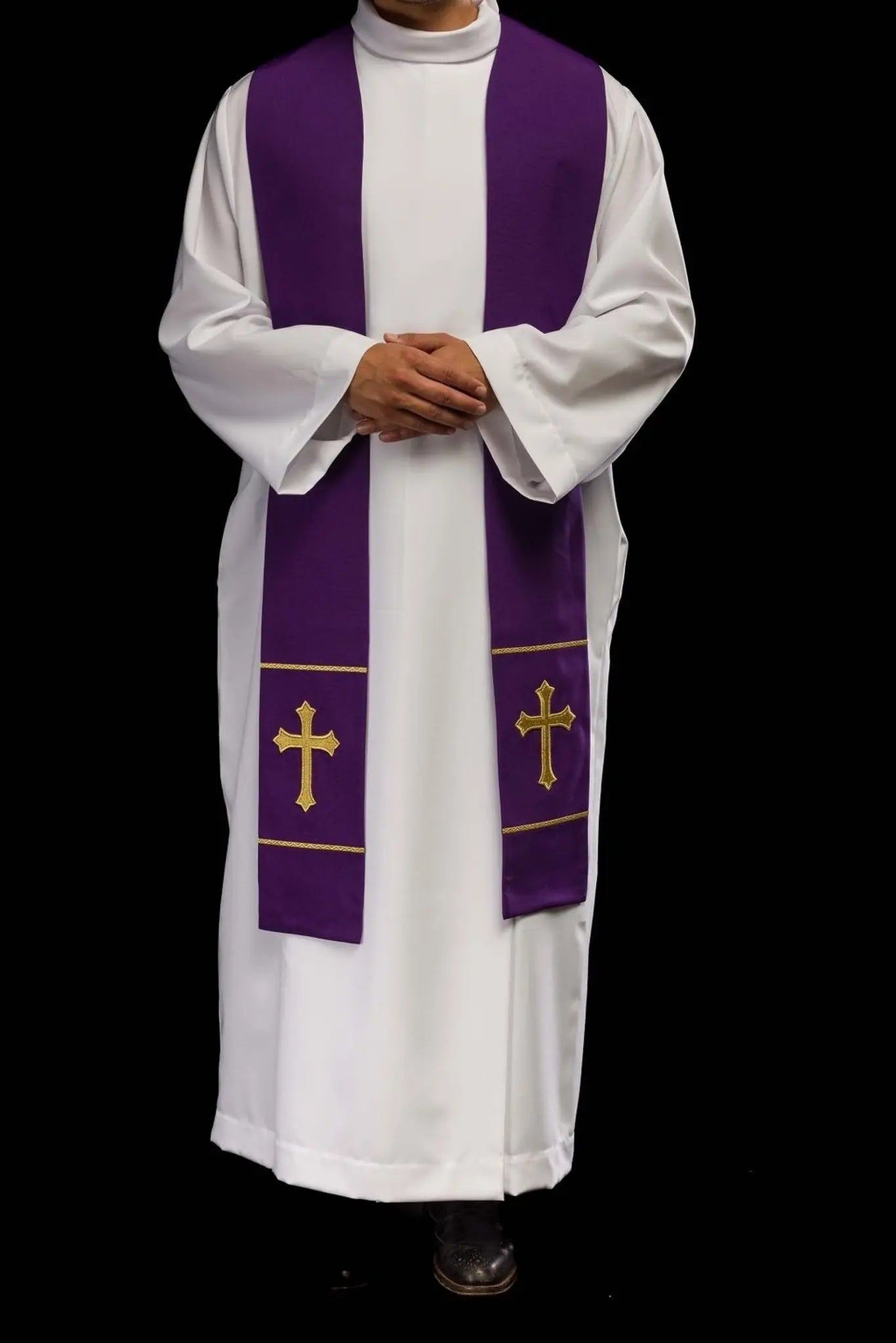 Priest's stole purple embroidered Cross