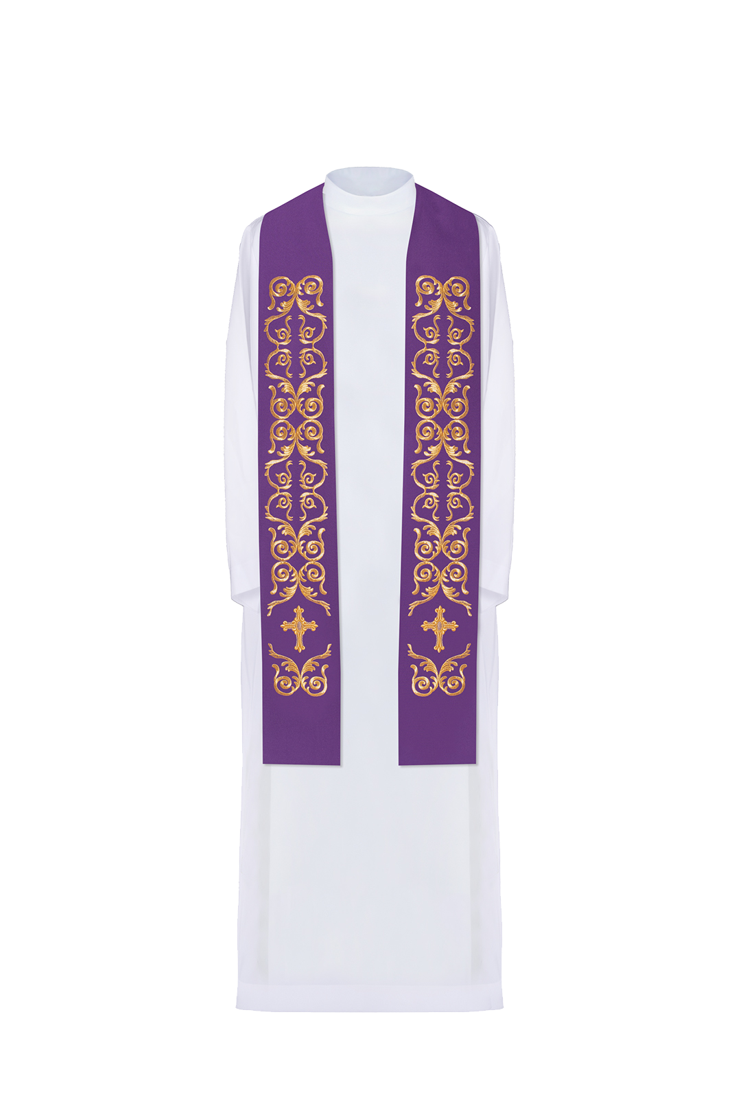 Priest's stole purple embroidered cross