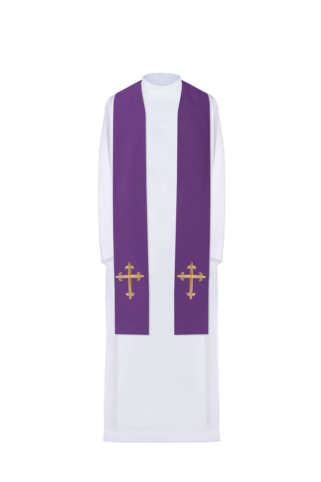 Priest's stole embroidered Cross Purple