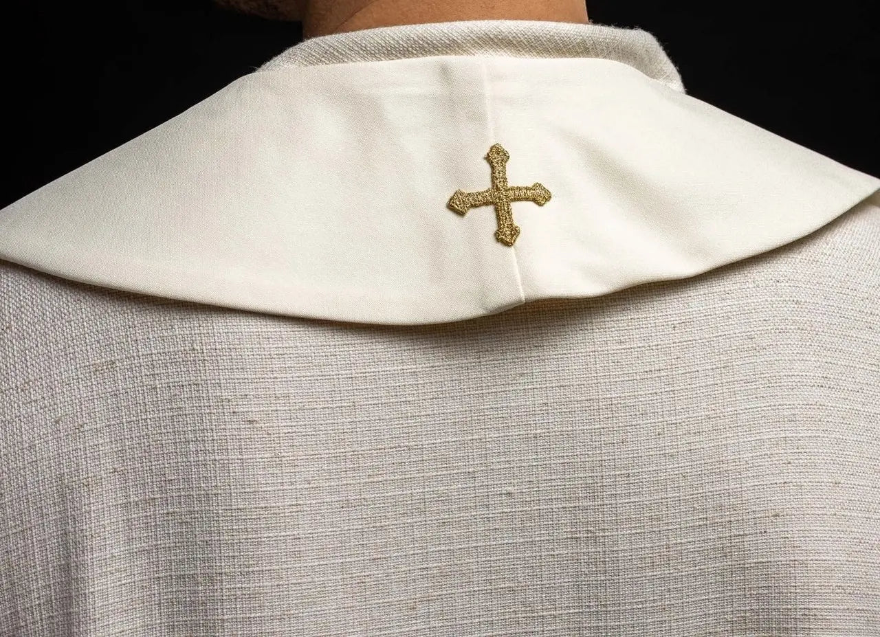 Estola do sacerdote bordada Cruz e IHS cru