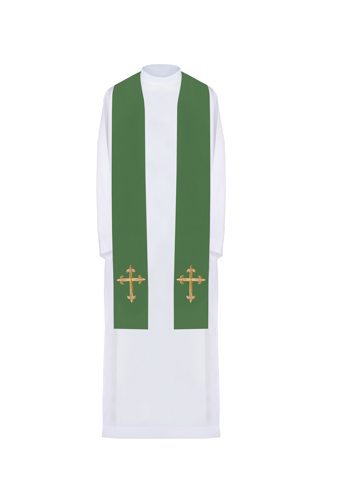 Priest's stole embroidered cross Green