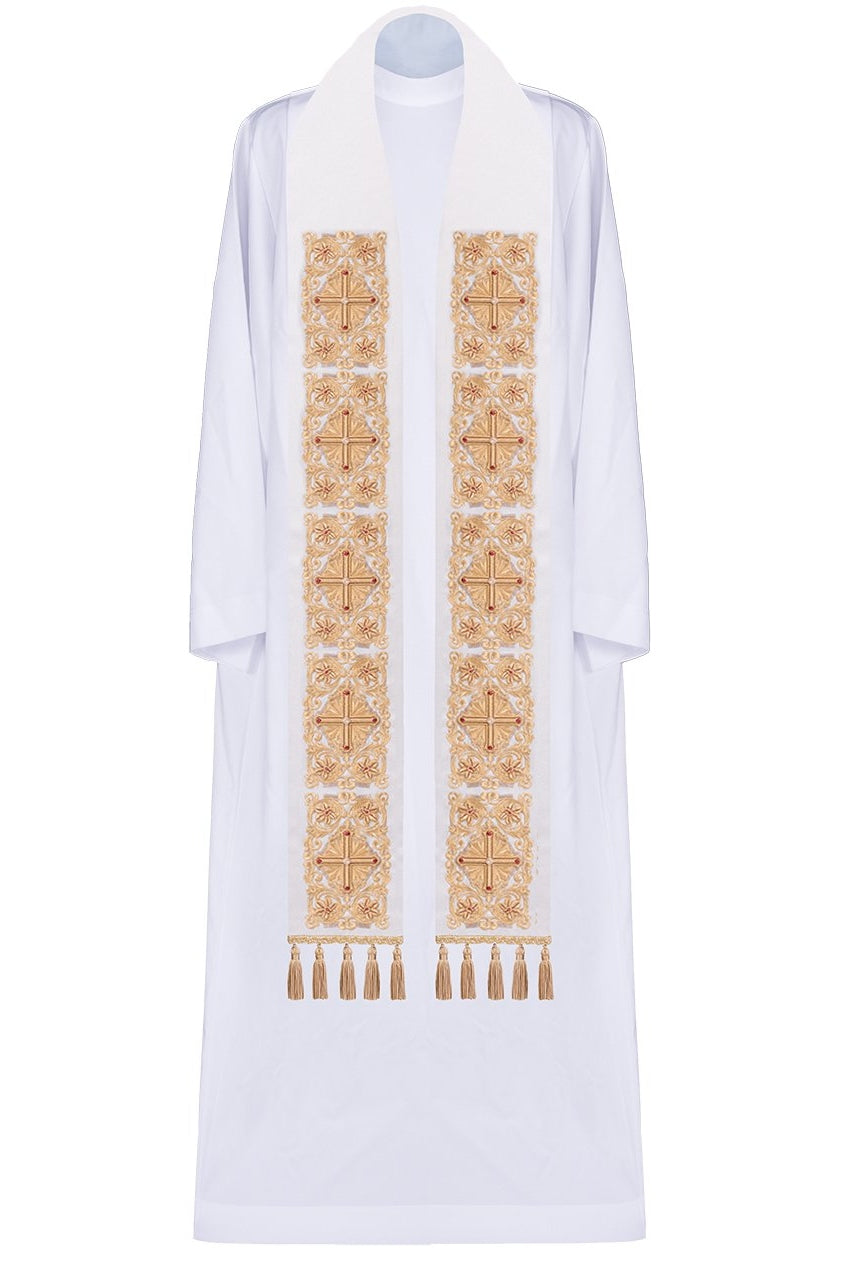 Embroidered priest's stole decorated with gold stones