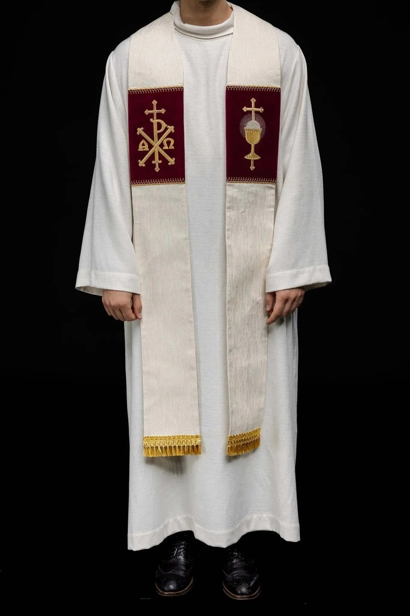 Stole with Embroidered Eucharistic Chalice and PAX