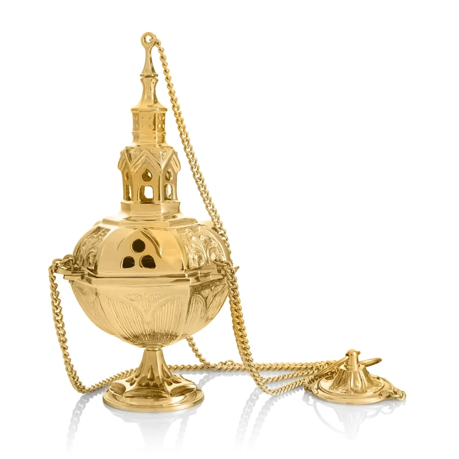 Brass Thurible in Tower Form – 28 cm