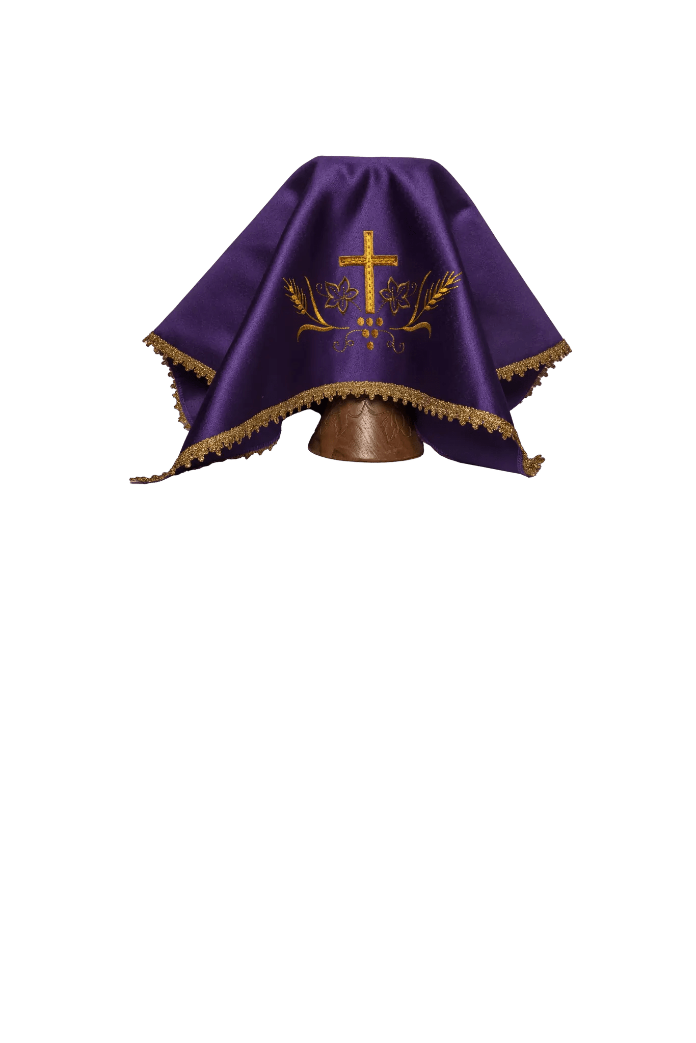 Set of four veils for chalice with gold cross embroidery
