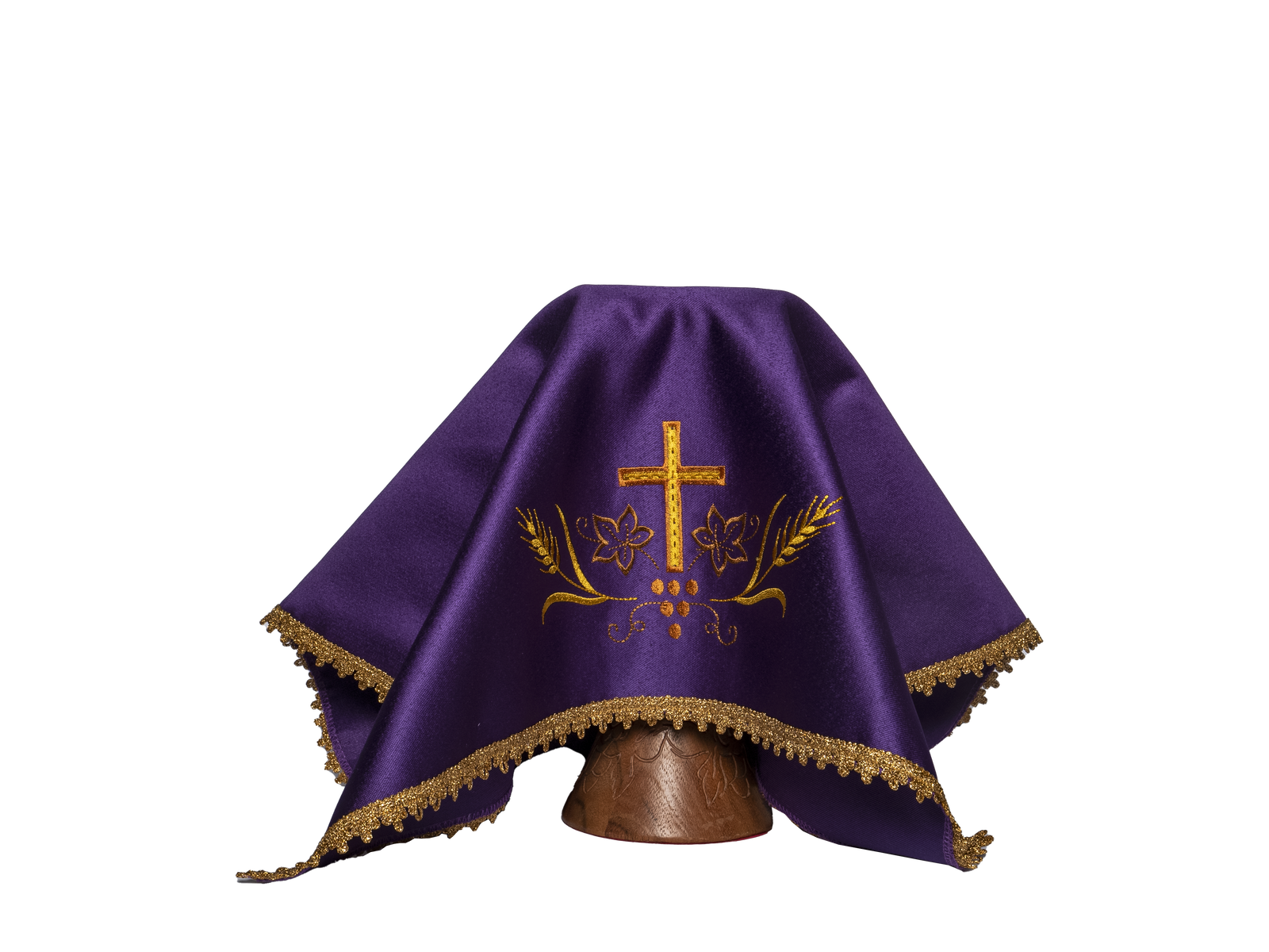 Set of four veils for chalice with gold cross embroidery