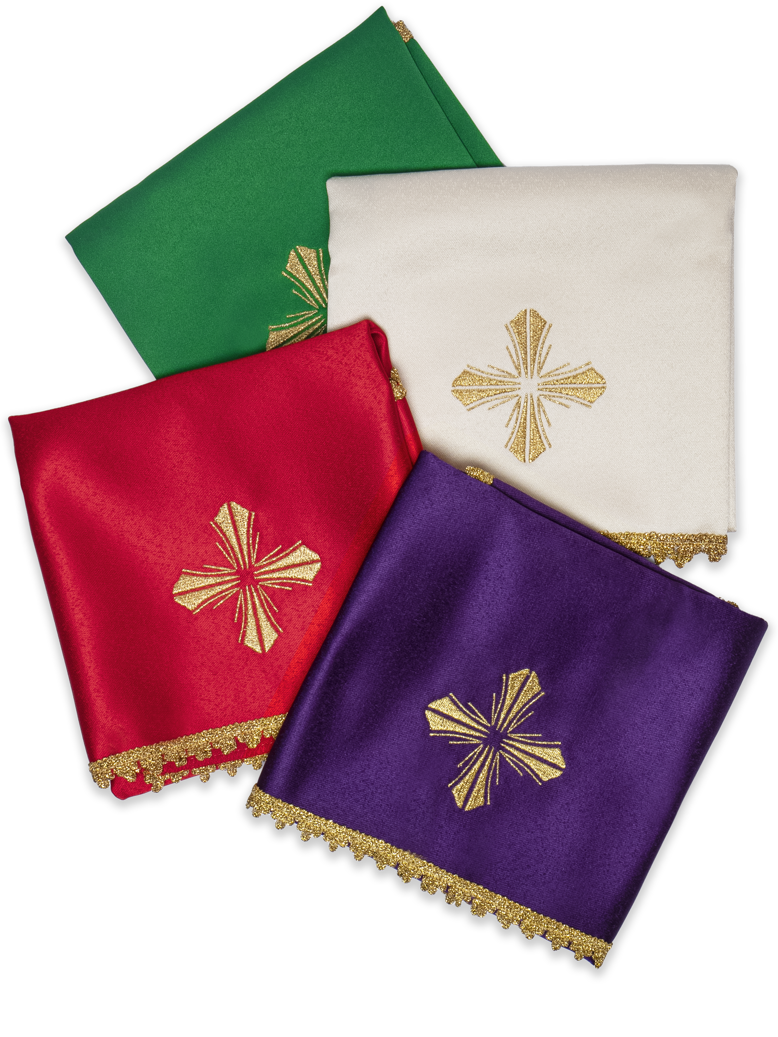 Set of four veils for chalice with embroidered cross