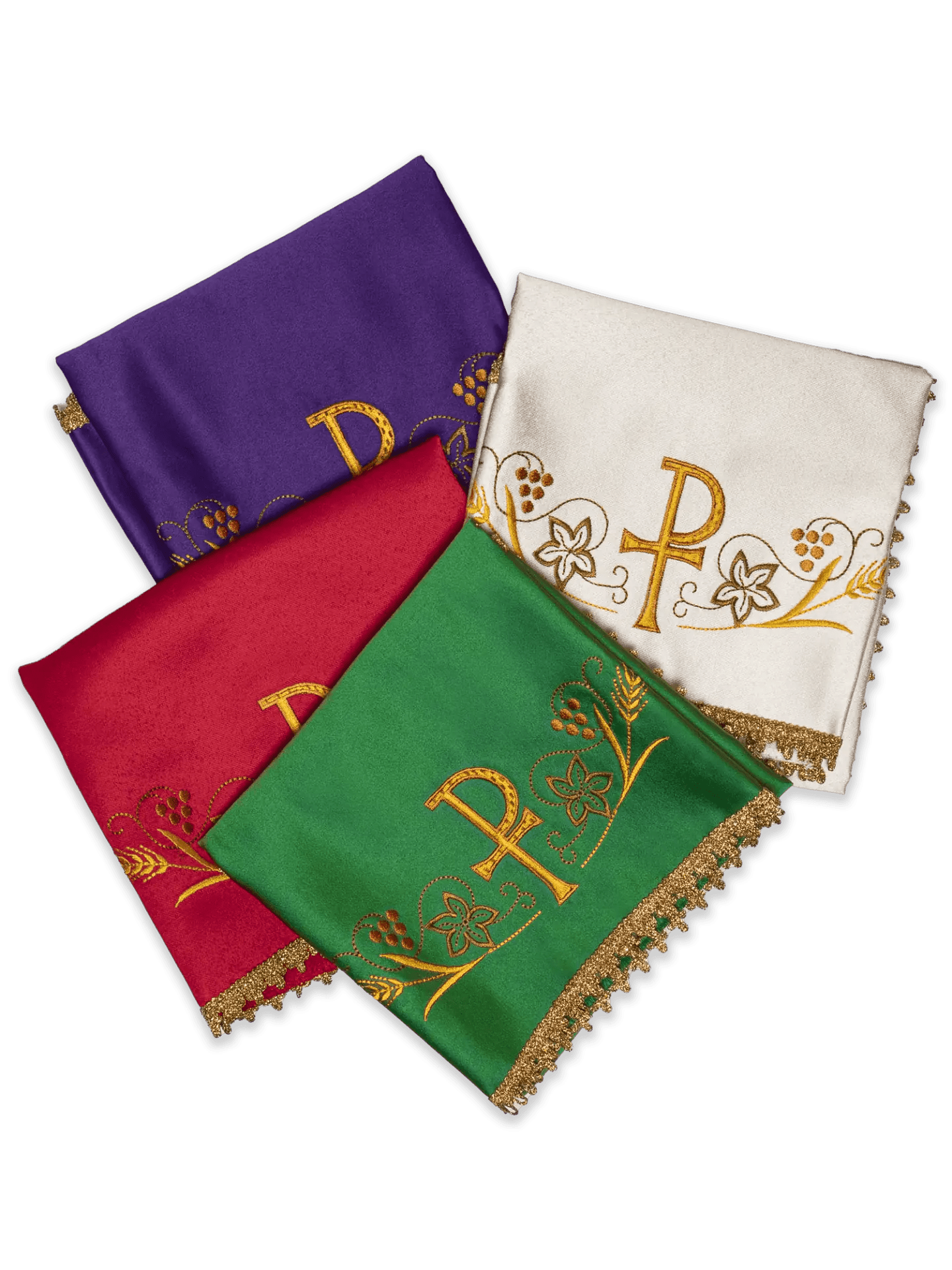 Set of colourful veils for chalice with PAX motif