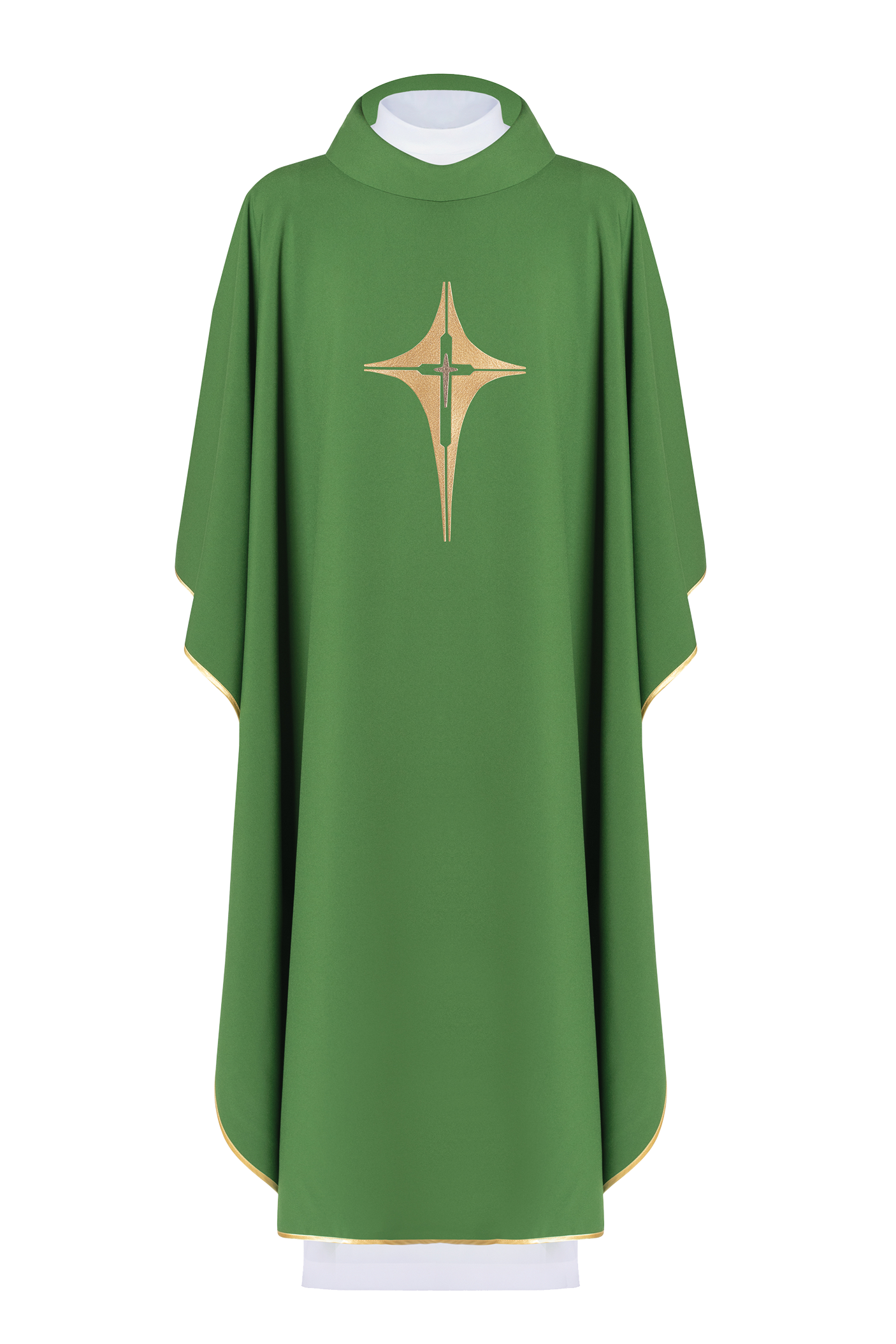 Green chasuble embroidered with cross motif