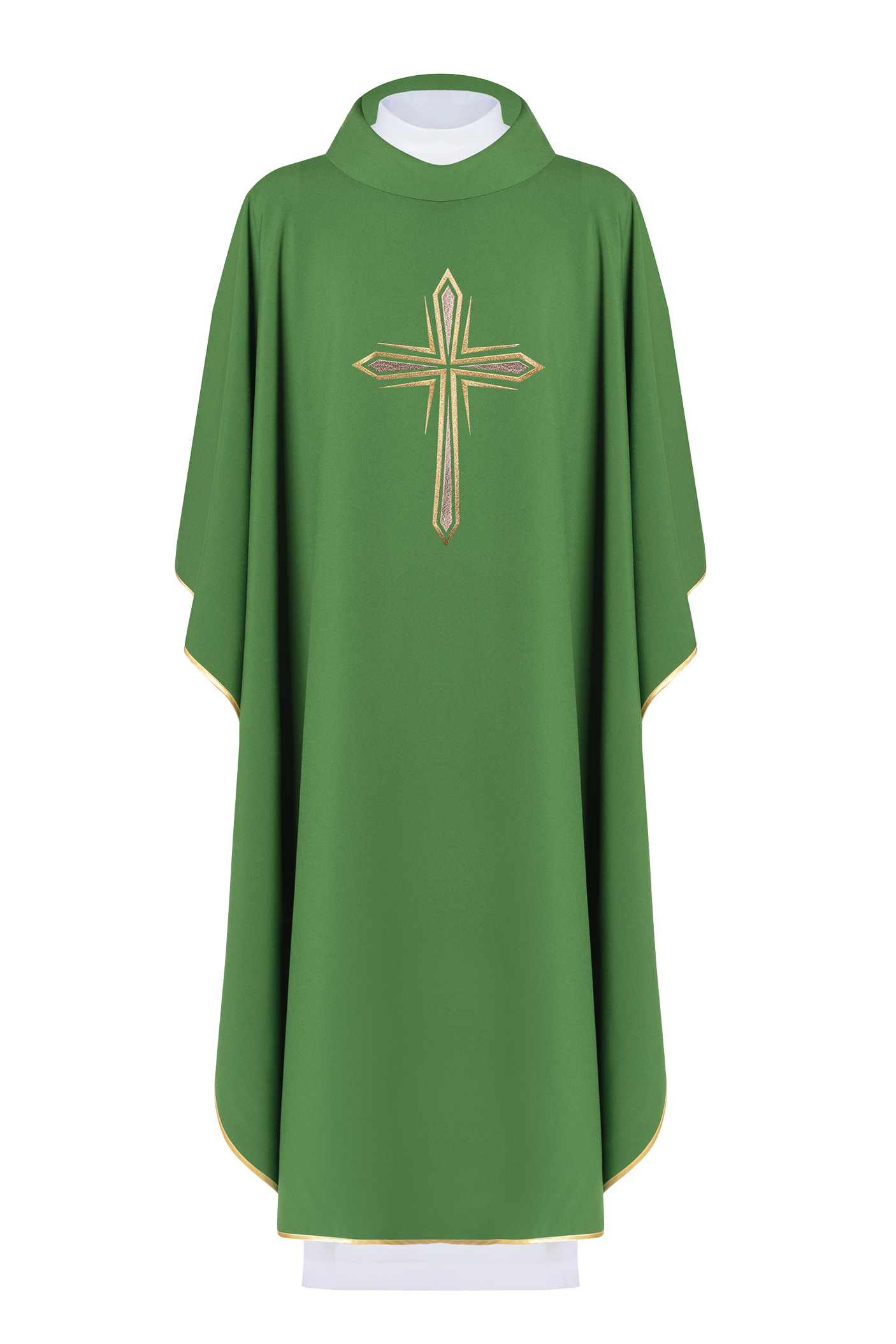 Green chasuble with embroidered cross