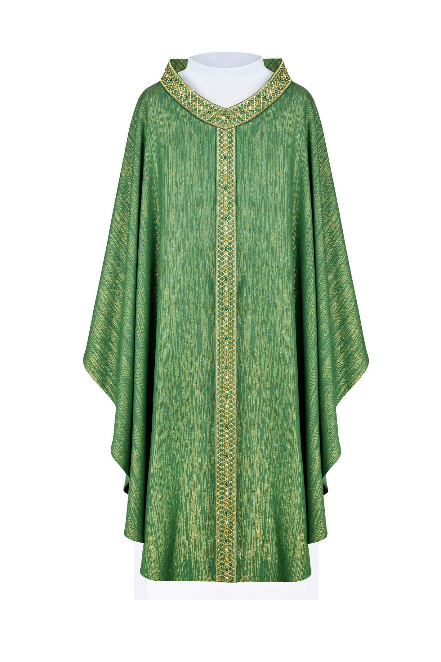 Green Chasuble with Embroidered Belt and Collar