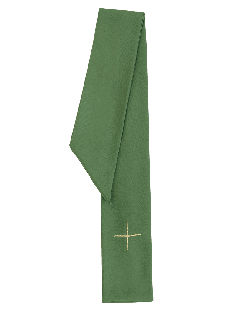 Green chasuble with gold Jerusalem cross