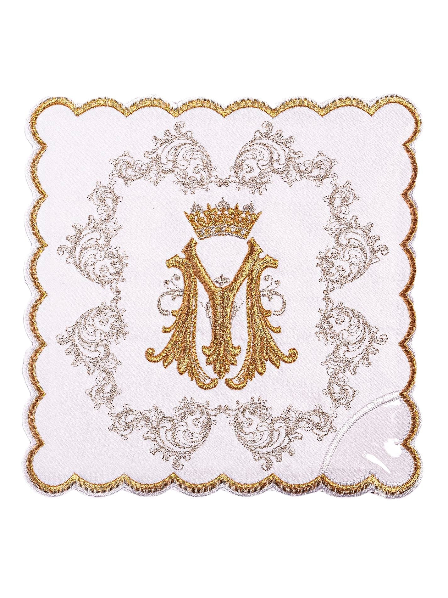 Golden chalice linen with Marian embroidery