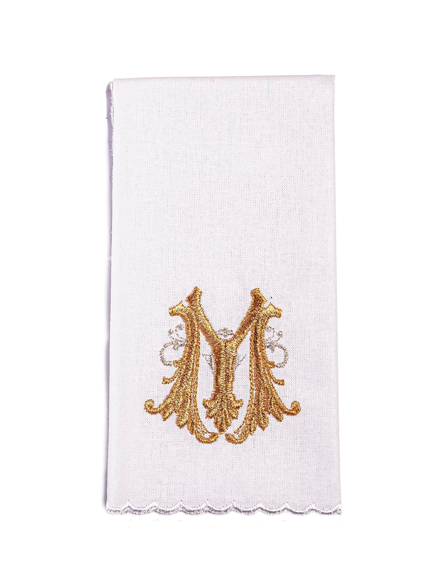 Golden chalice linen with Marian embroidery