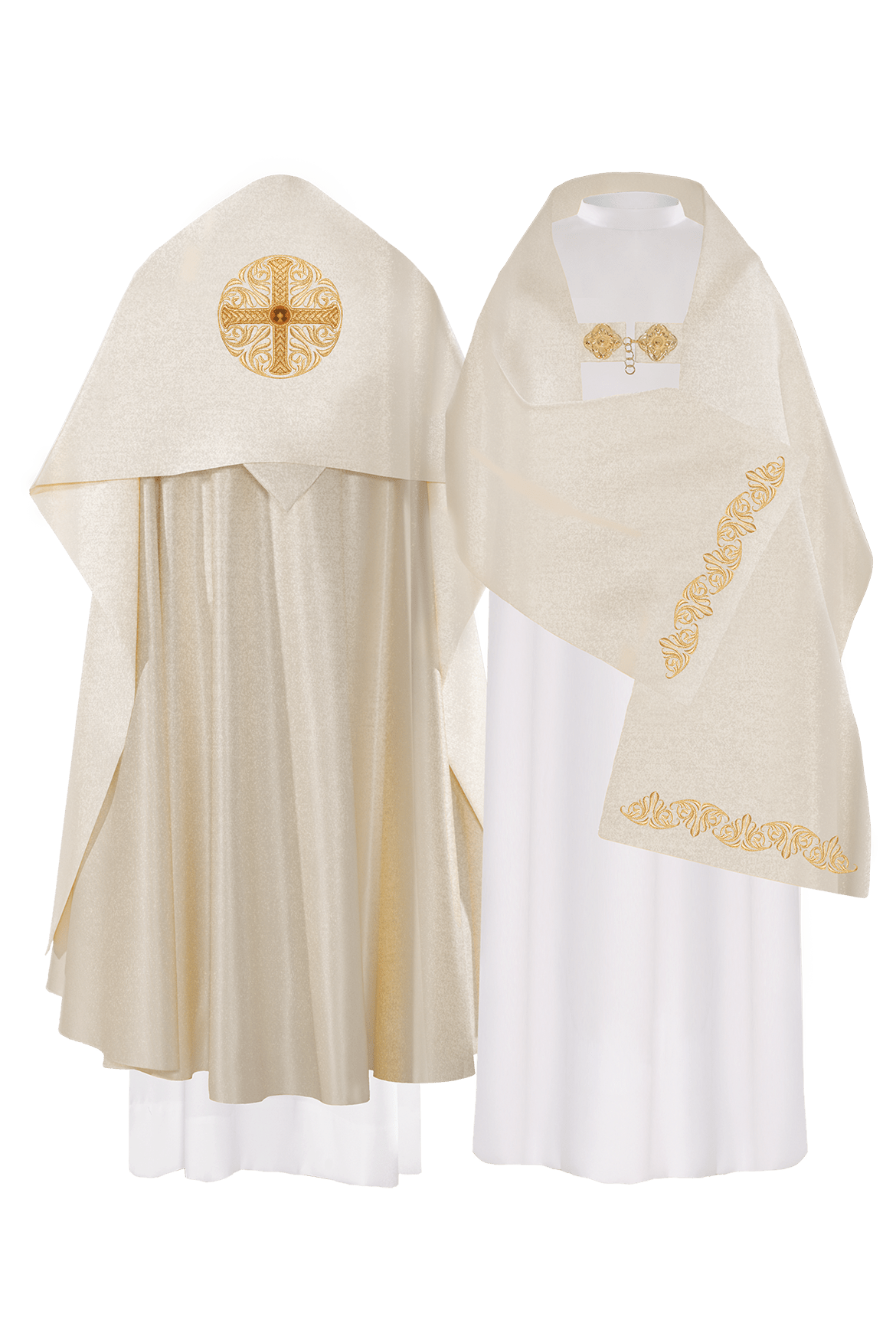 Gold liturgical veil with cross design