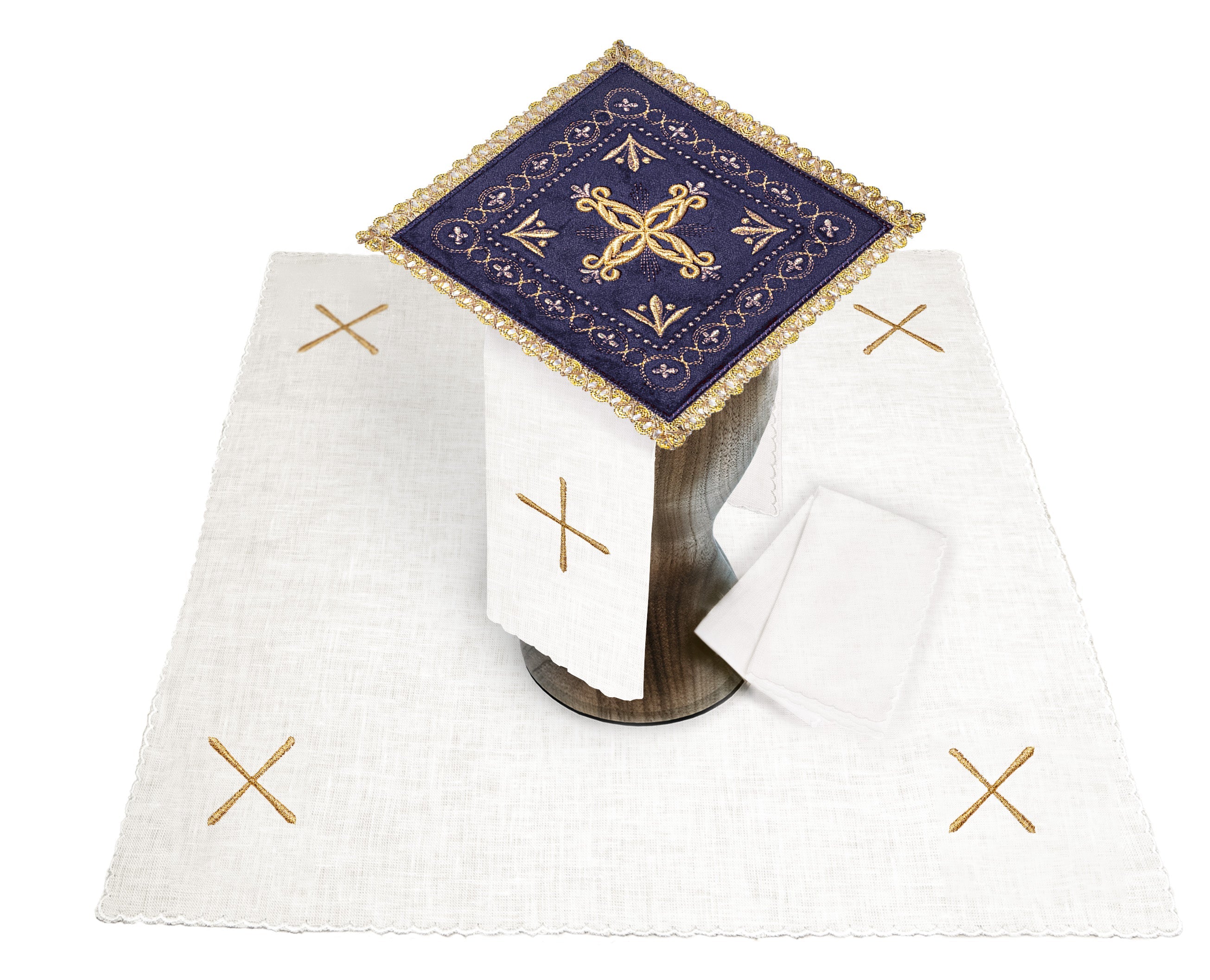 Chalice linen made of velvet with gold cross