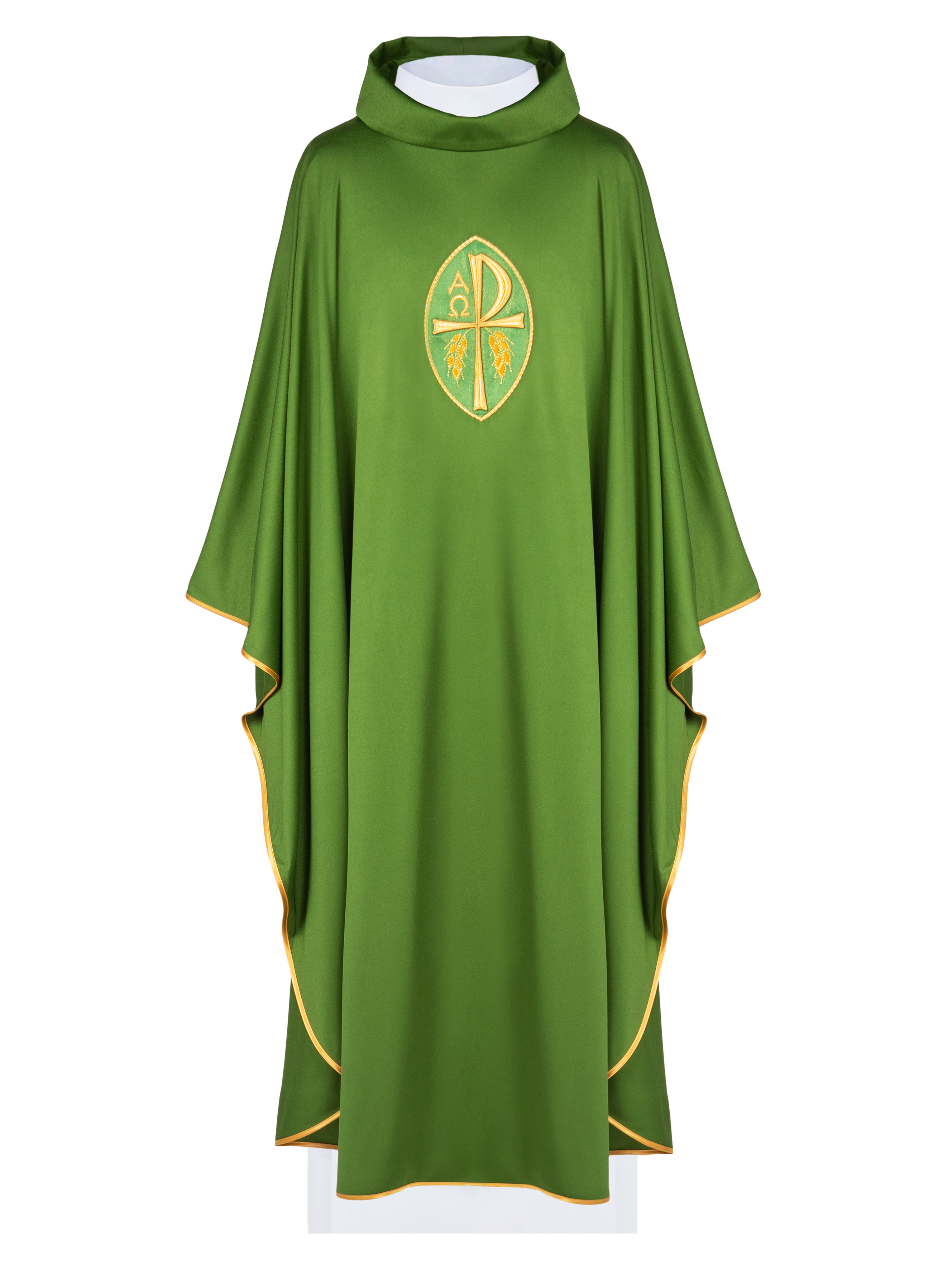 Chasuble embroidered Cross green lightweight knit SACROLITE