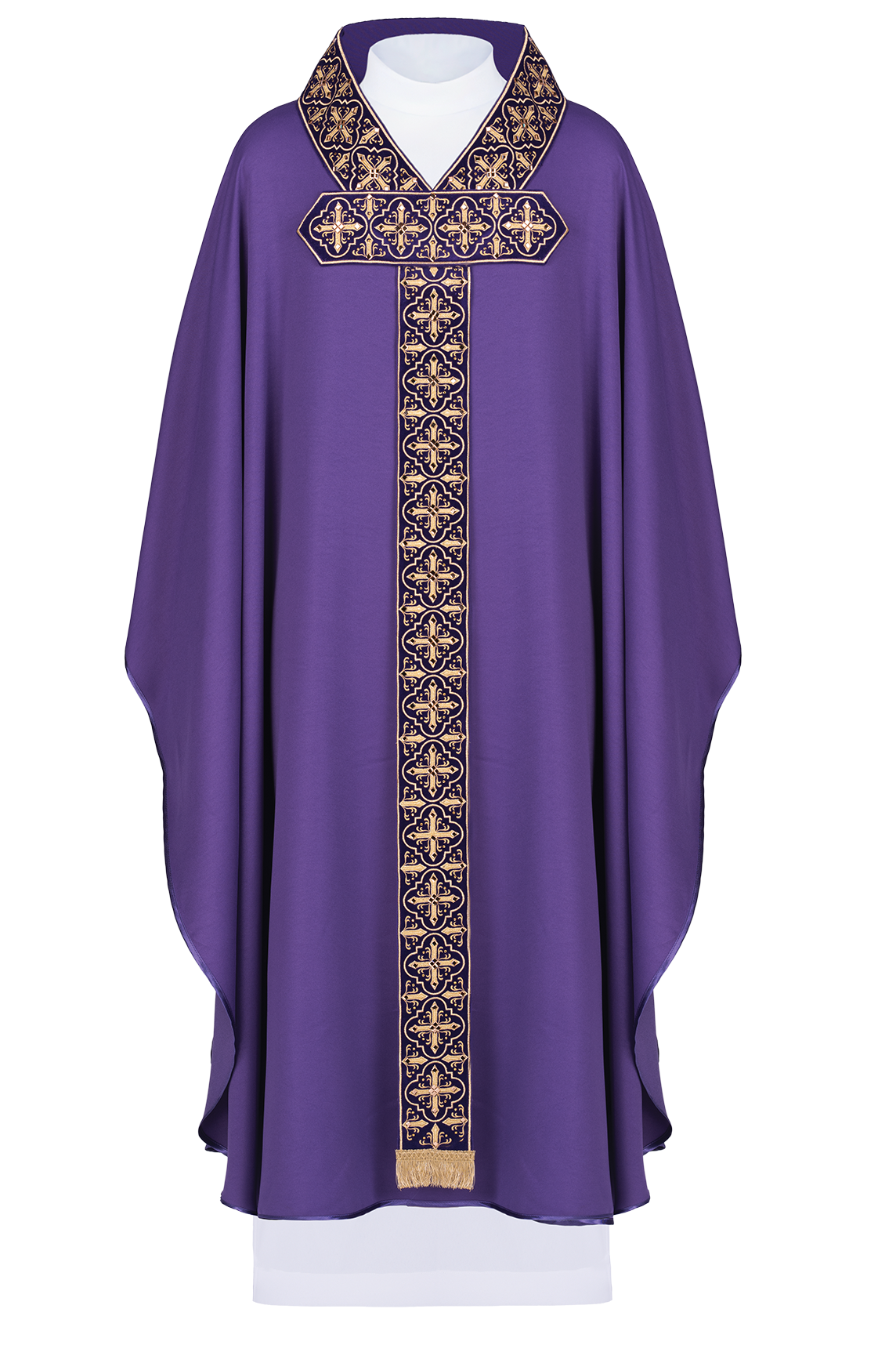 Purple chasuble decorated with five hundred decorative stones