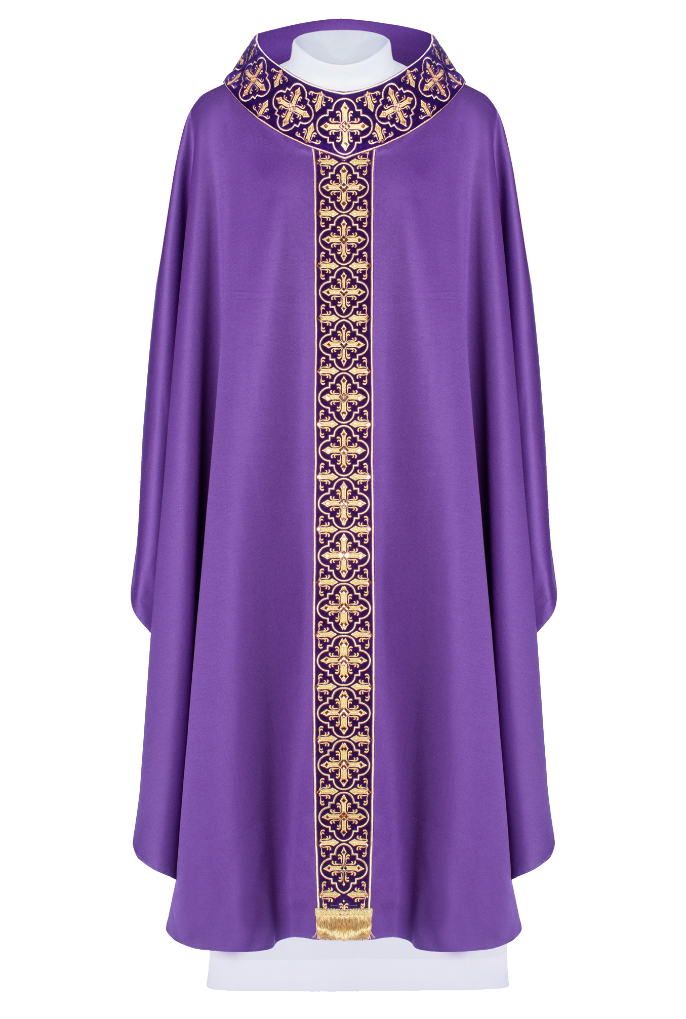 Purple chasuble decorated with 500 stones with a narrow band