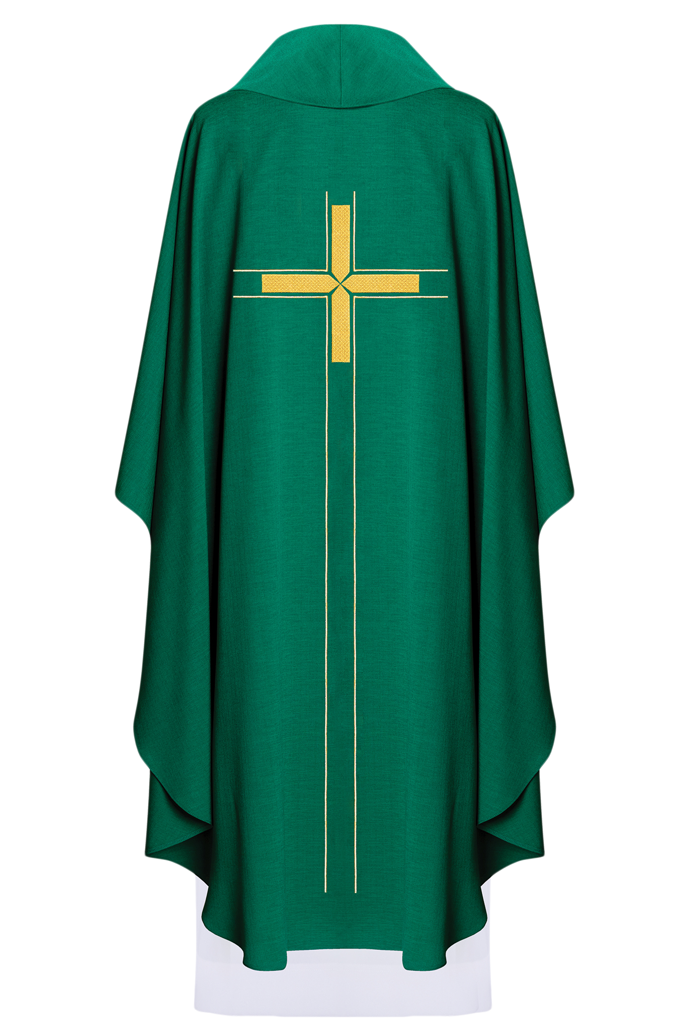 Green chasuble embroidered in minimalist design