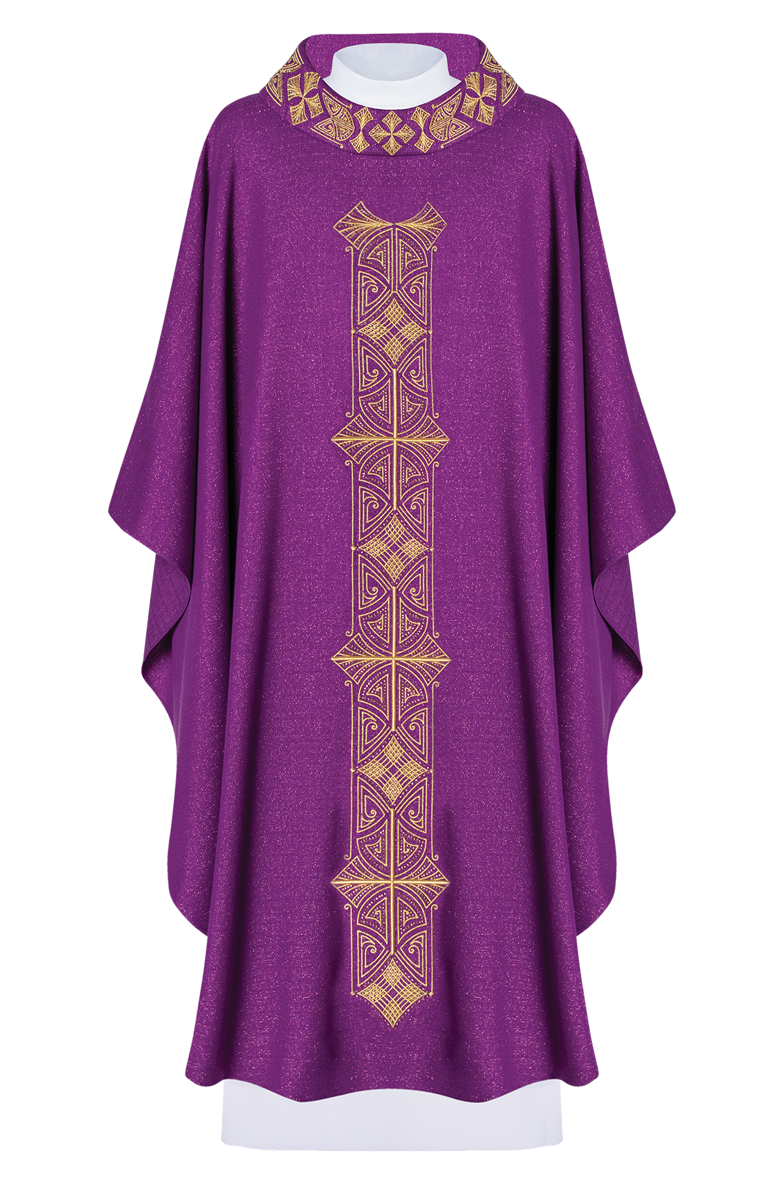 Purple chasuble richly embroidered glossy