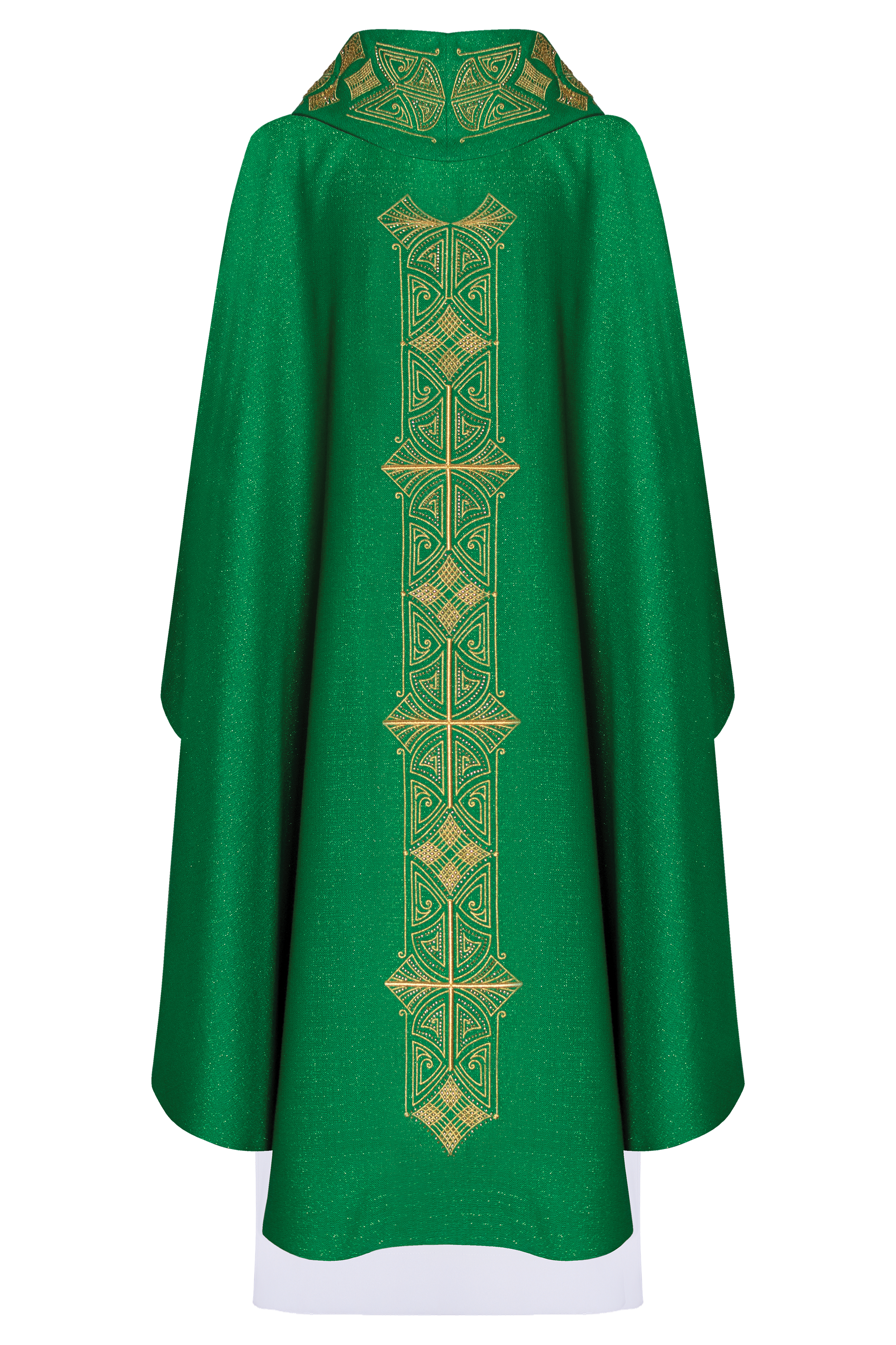 Green chasuble richly embroidered glossy
