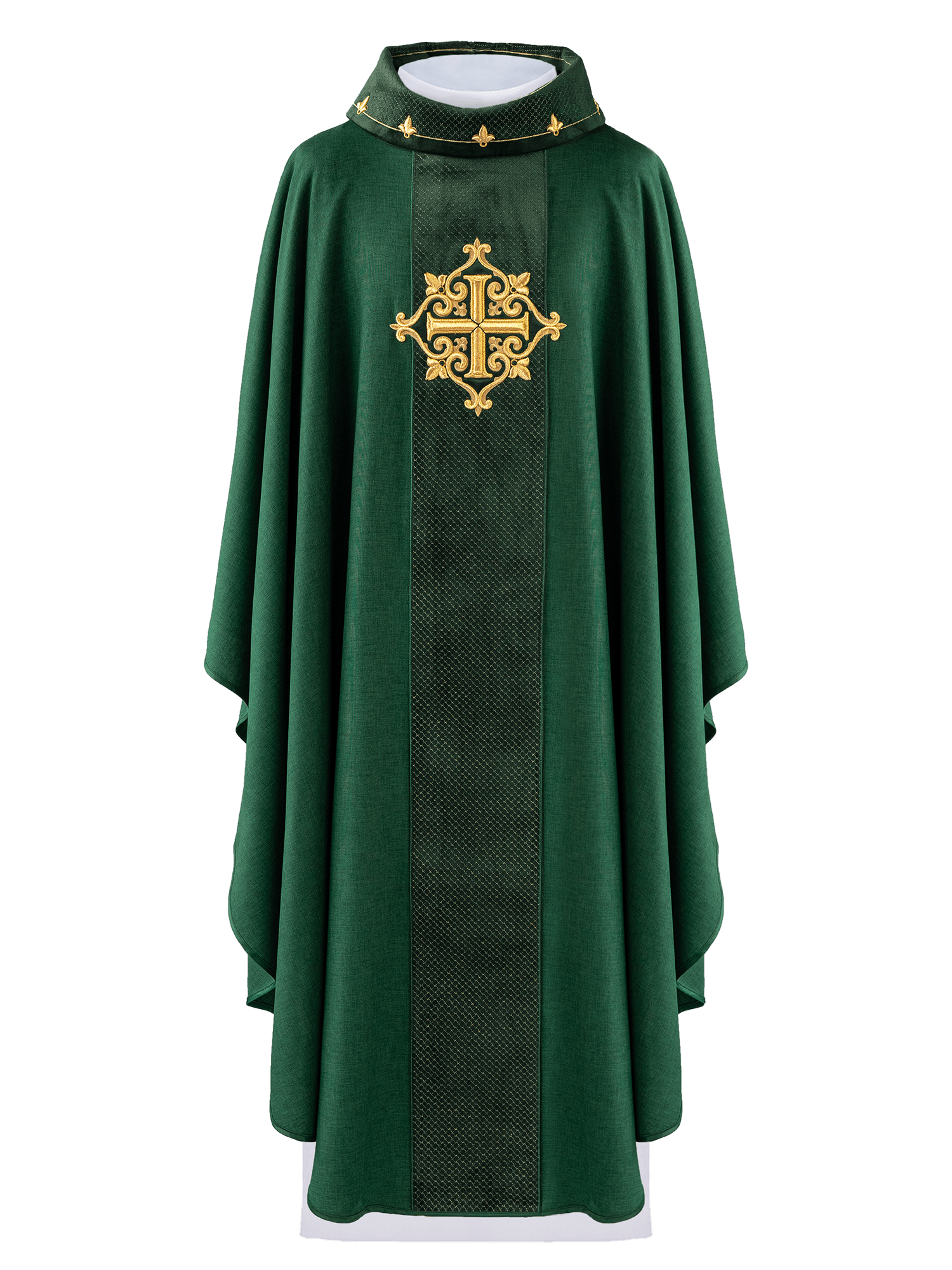 Chasuble embroidered on velvet with the symbol Green Cross