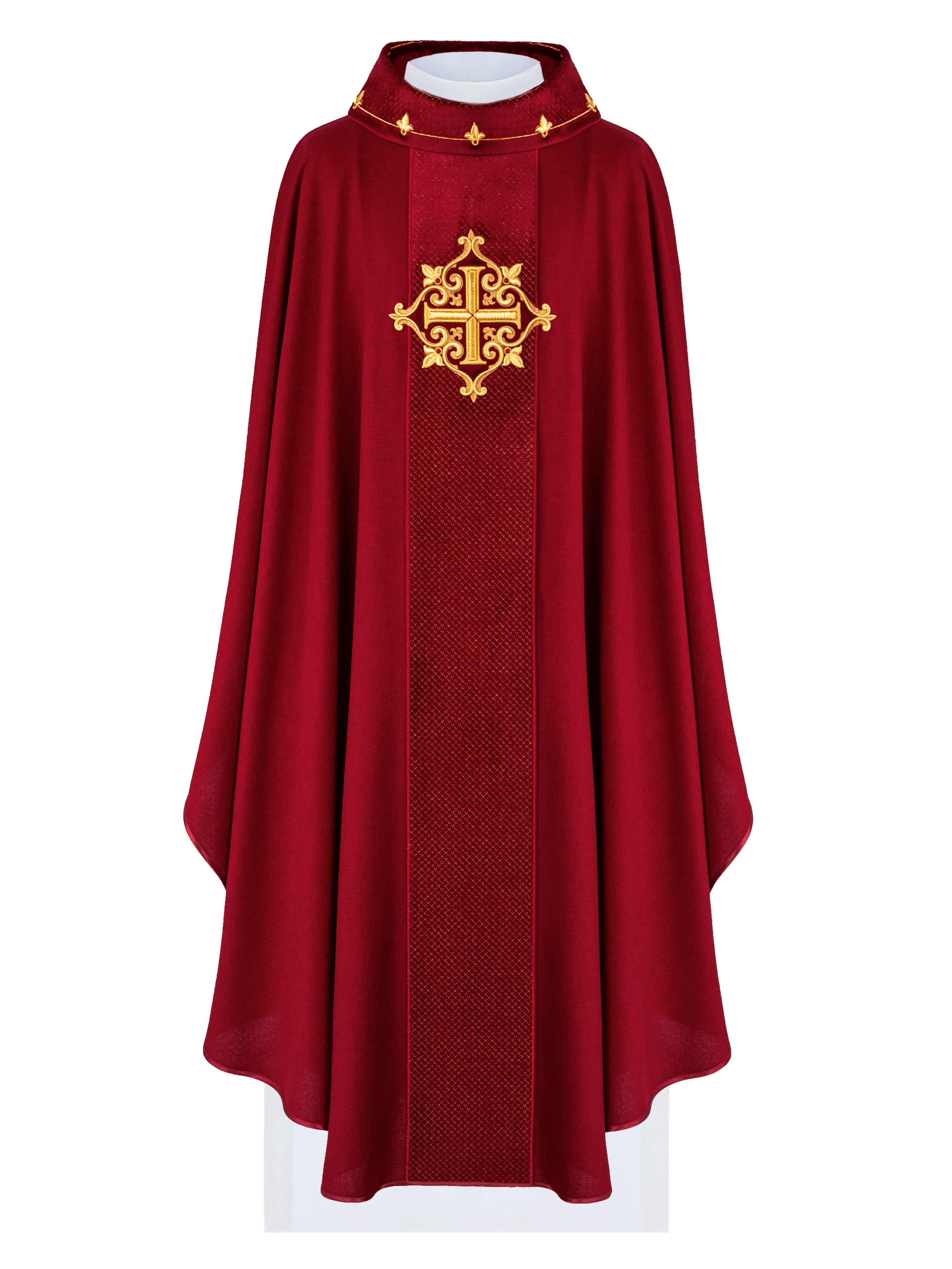 Chasuble embroidered on velvet with the symbol of the Red Cross