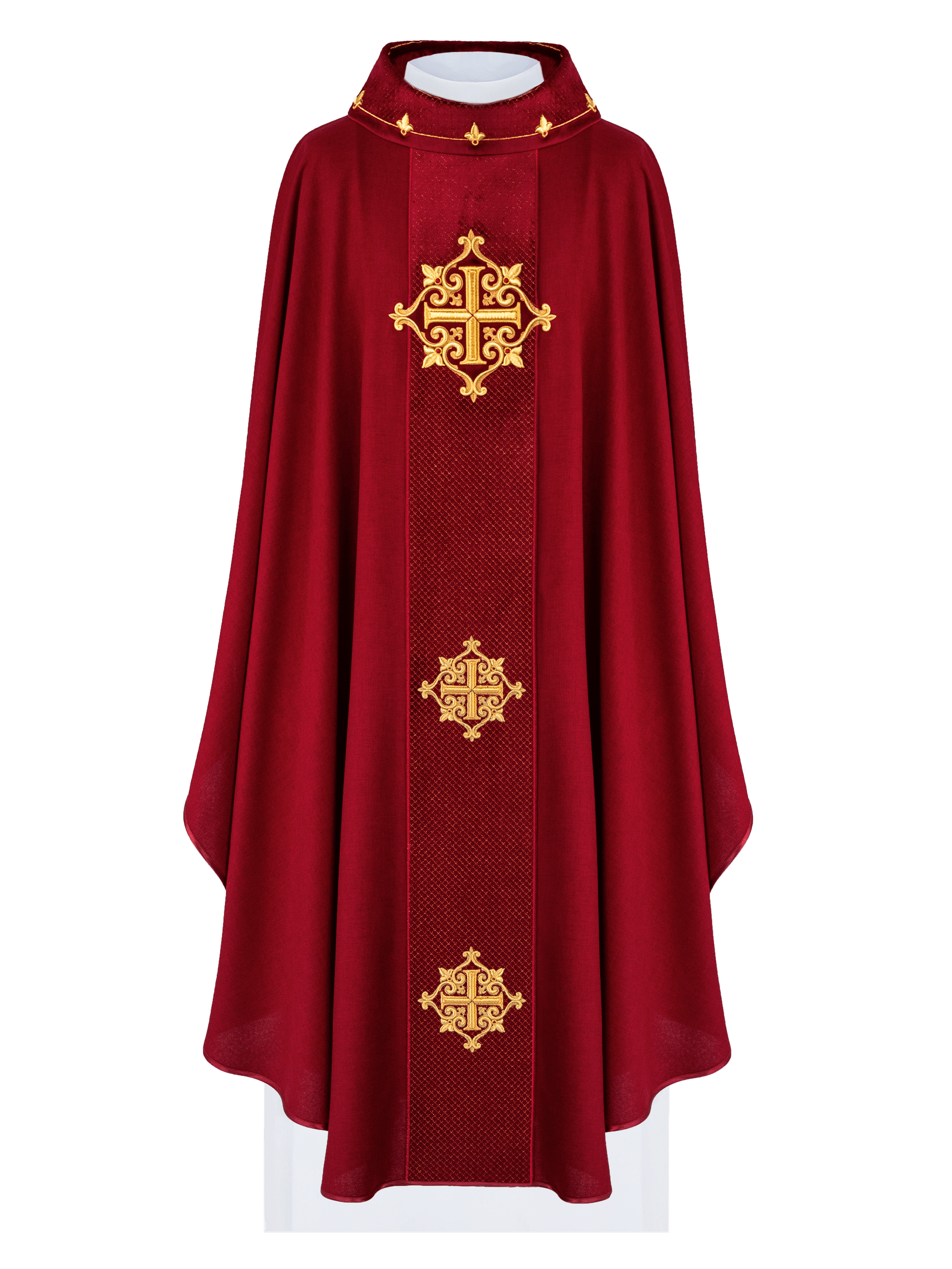 Chasuble with red velvet belt and embroidery of crosses