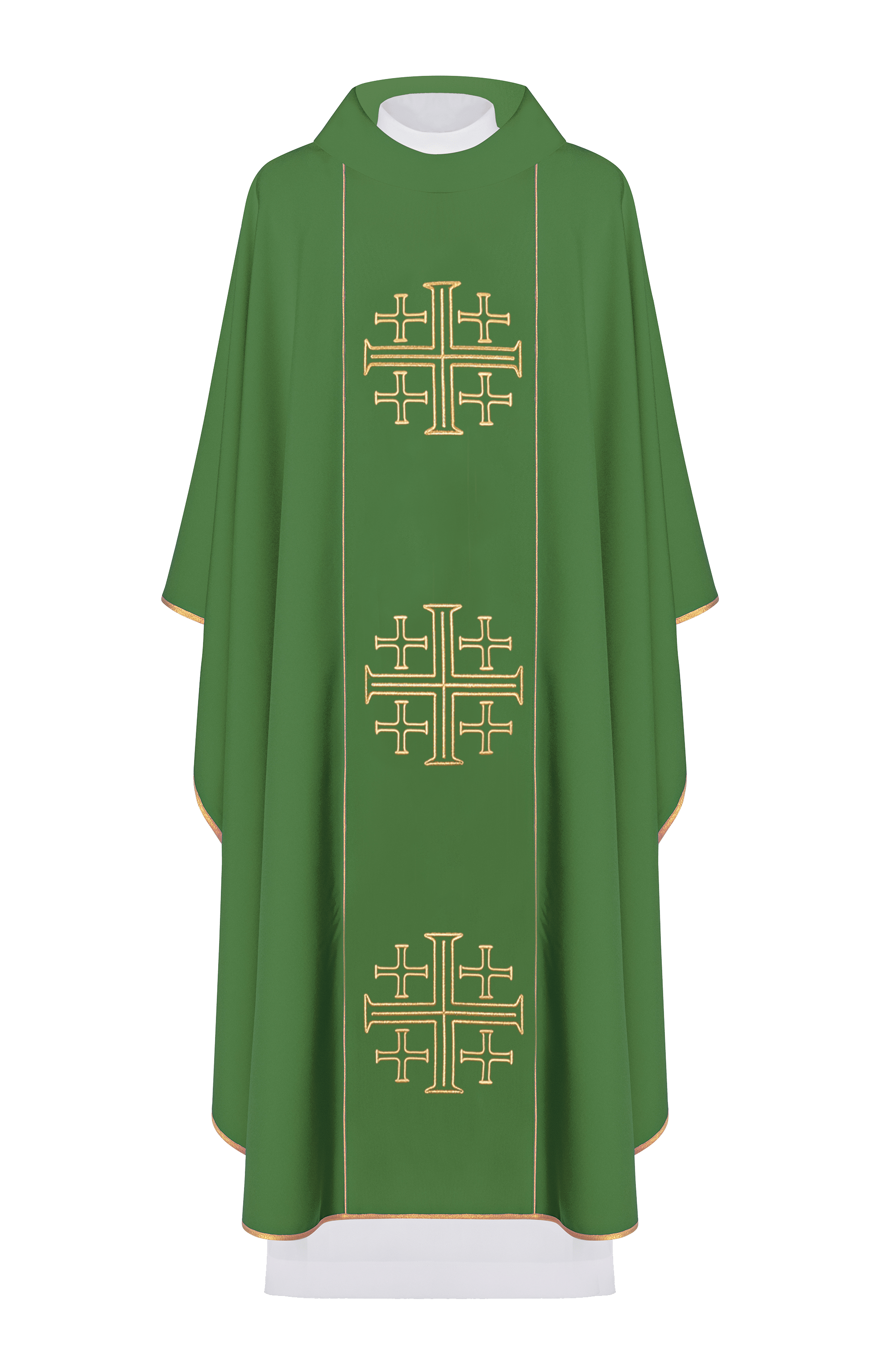 Ornat haftowany Krzyże Jerozolimskie Zielony