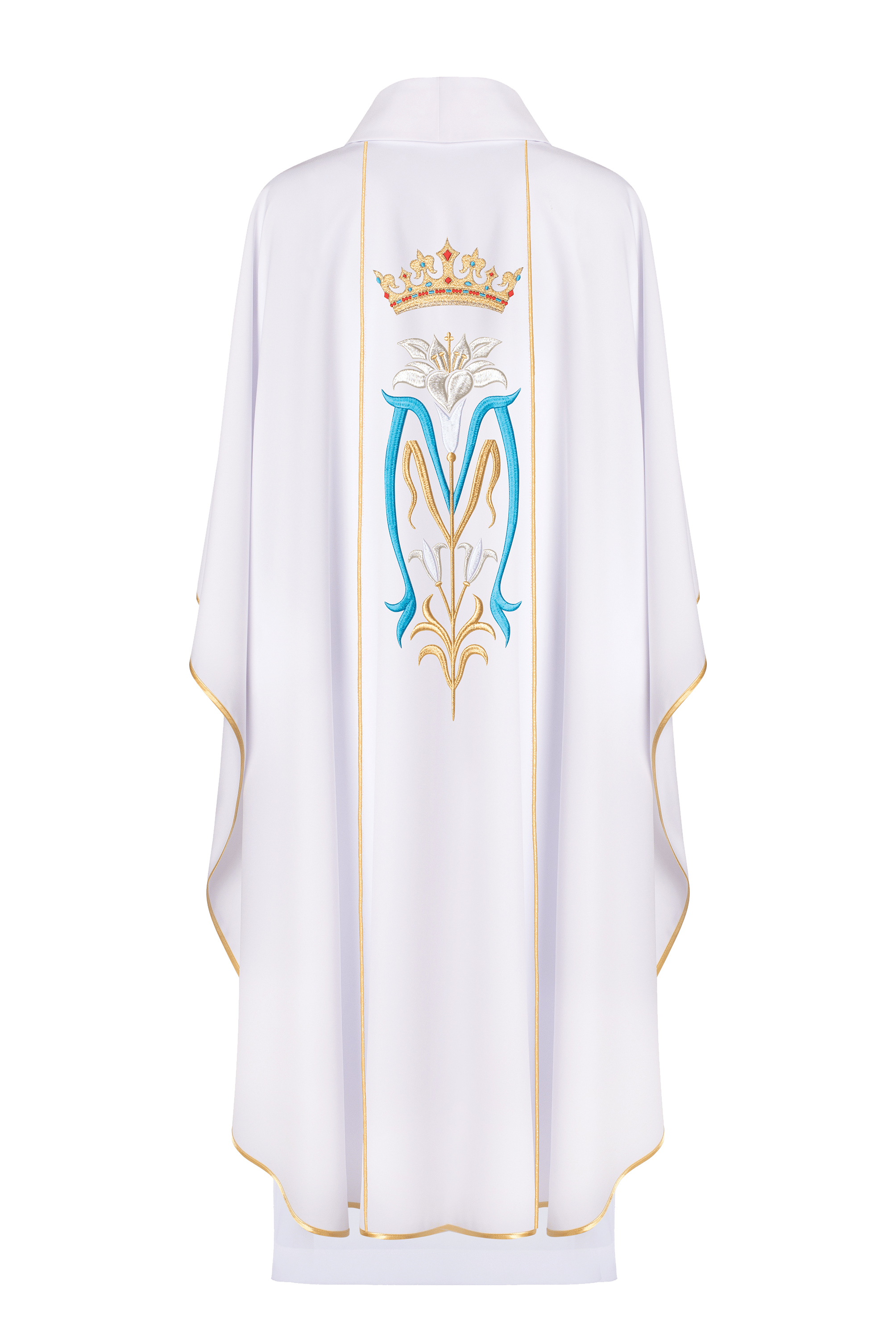 Ornat liturgiczny Maryjny haftowany z koroną KOR/058 Biały